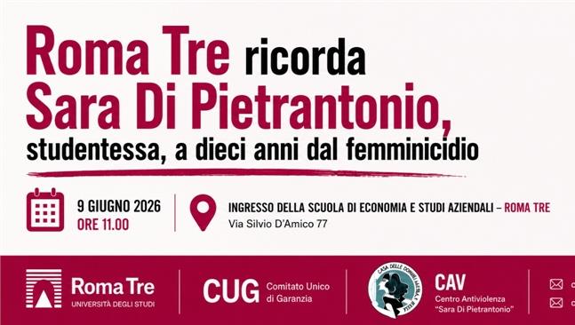 Roma Tre ricorda Sara Di Pietrantonio, studentessa, a dieci anni dal femminicidio