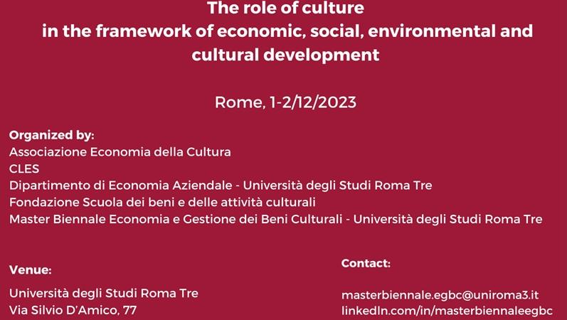 Culture shapes our future. The Role of Culture in the Framework of Economic, Social, Environmental and Cultural Development