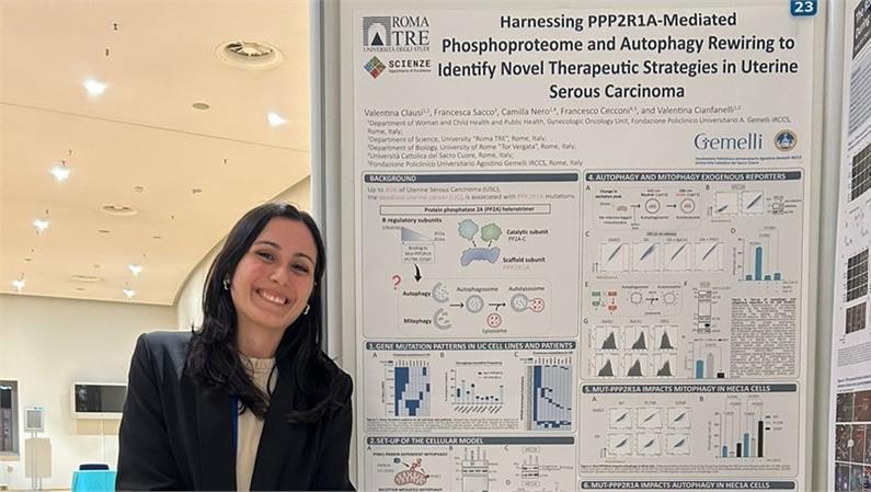 Valentina Clausi presenta i risultati del suo progetto di dottorato alla European Association for Cancer Research