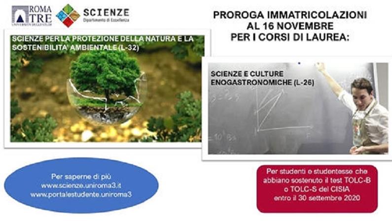 Proroga immatricolazioni corsi di laurea in Scienze e culture