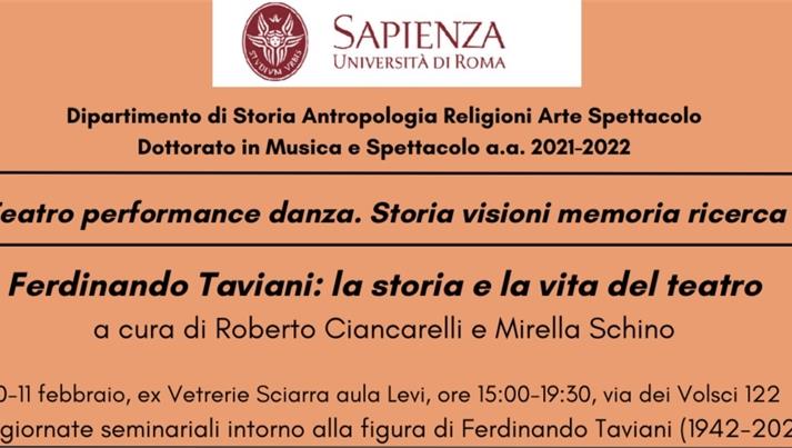 Seminario dottorale Ferdinando Taviani: la storia e la vita del teatro