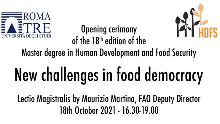 Cerimonia inaugurale del Master in Human Development and Food Security - Edizione 2021-2022