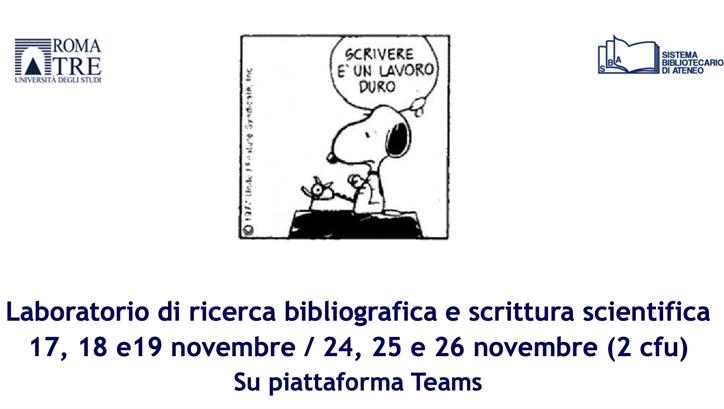 Avviso attività formativa Laboratorio di ricerca bibliografica e scrittura scientifica (2 cfu)