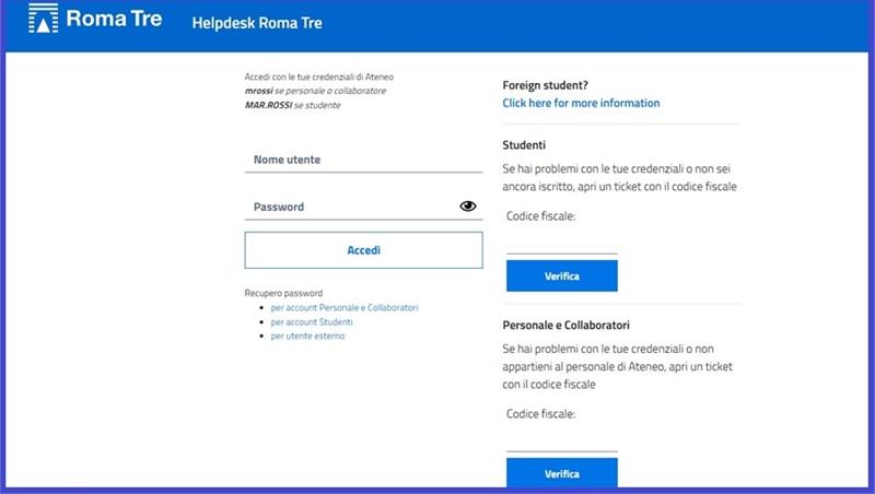 Helpdesk Unico d'Ateneo per segnalazioni relative alla carriera.