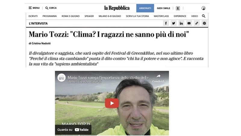 In un’intervista a La Repubblica, Mario Tozzi parla di noi!