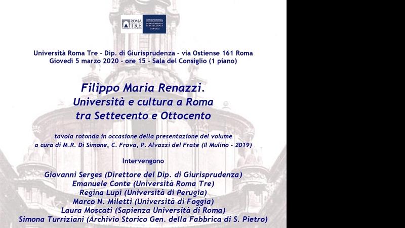 Filippo Maria Renazzi. Università e cultura a Roma tra Settecento e ...