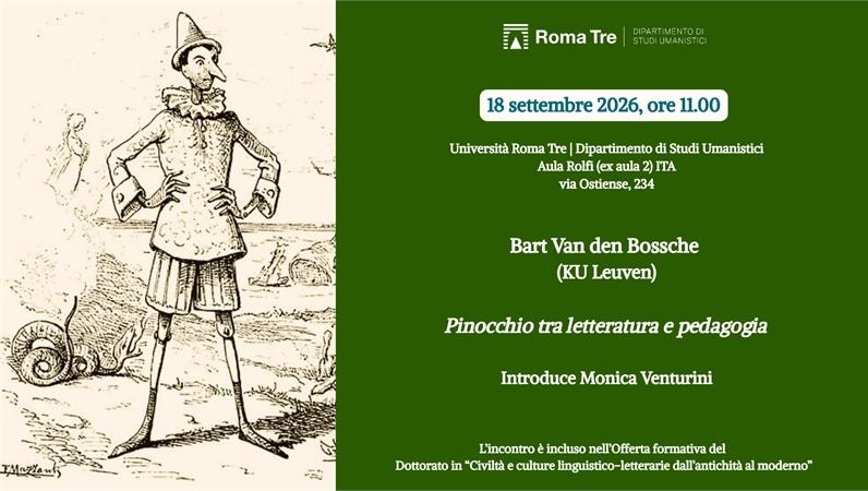 Seminario dottorale del prof. Bart Van den Bossche (KU Leuven) - Pinocchio tra letteratura e pedagogia