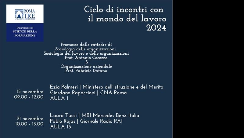 Ciclo di incontri con il mondo del lavoro 2024