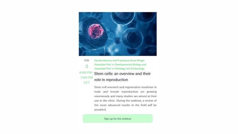 Webinar “Stem cells: an overview and their role in reproduction”