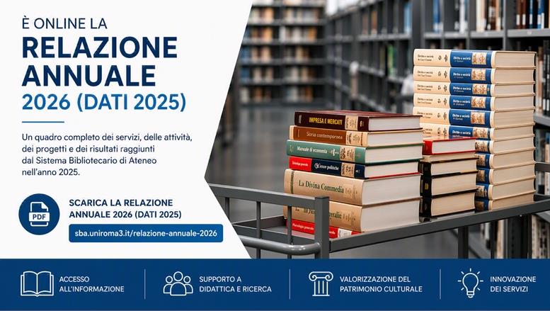 È online la Relazione annuale 2026 (dati 2025) del Sistema Bibliotecario di Ateneo