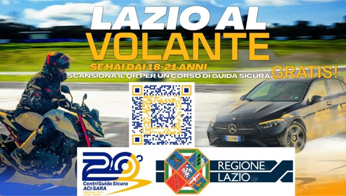 Progetto Lazio al Volante corsi di guida sicura presso il centro ACI-SARA di Vallelunga offerti dalla Regione Lazio