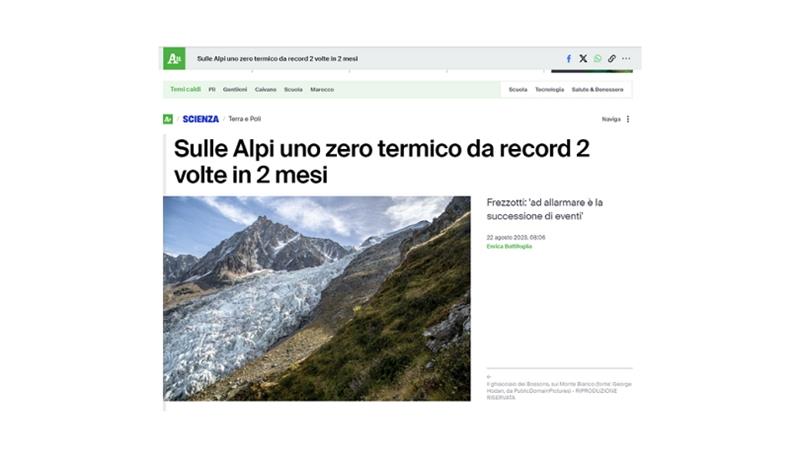 Sulle Alpi uno zero termico da record 2 volte in 2 mesi, intervista al prof. Frezzotti