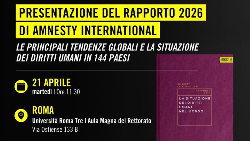Presentazione del Rapporto 2026 di Amnesty International 