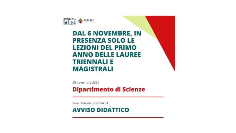 Dal 6 Novembre, lezioni a distanza per il secondo e terzo anno delle lauree triennali