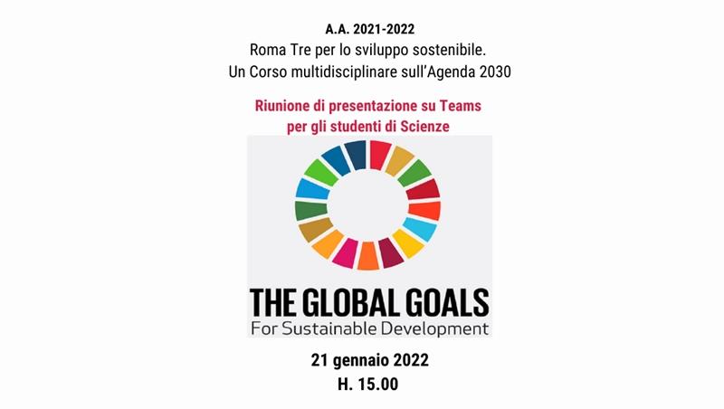Riunione Teams per gli studenti di Scienze su Corso Agenda 2030 per lo Sviluppo sostenibile