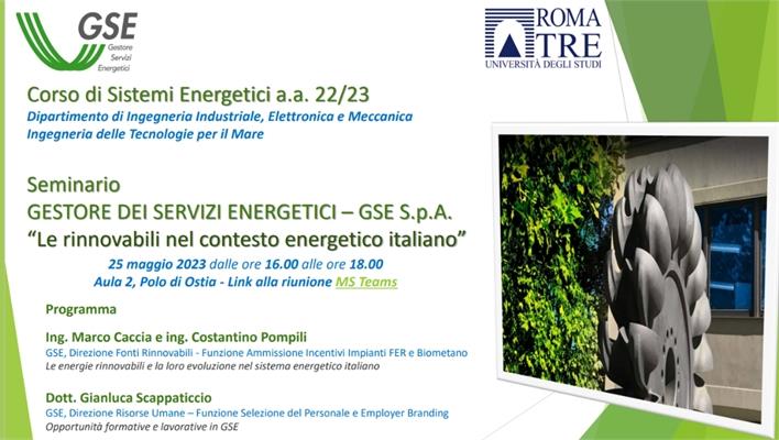 Seminario: Le rinnovabili nel contesto energetico italiano
