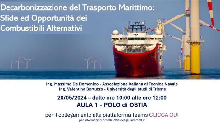 Seminario sulla Decarbonizzazione del Trasporto Marittimo: Sfide ed Opportunità dei  Combustibili Alternativi