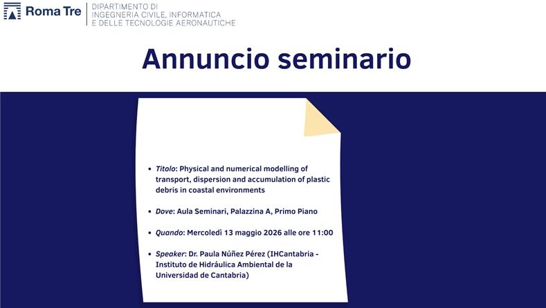 Seminario Dr. Paula Núñez Pérez - Physical and numerical modelling of transport, dispersion and accumulation of plastic debris in coastal environments