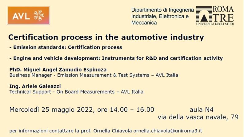 Seminario - Certification process in the automotive industry