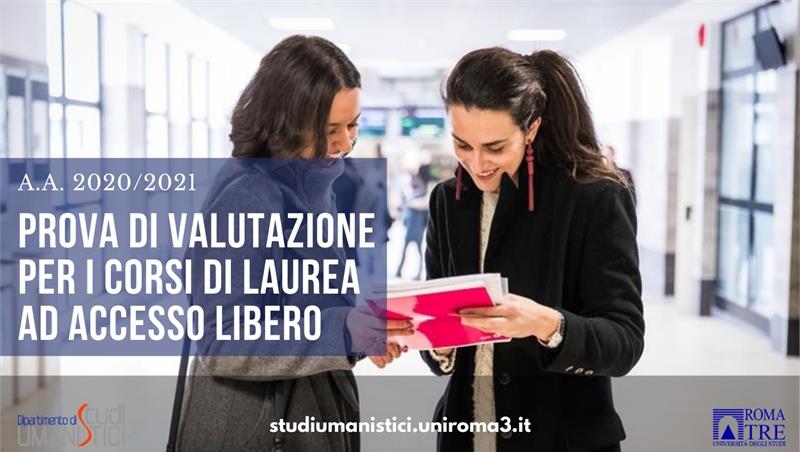 Prova di valutazione per i Corsi di Laurea ad accesso libero
