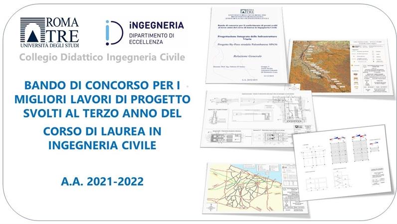 Bando per i migliori lavori di progetto svolti al terzo anno del Corso di Laurea in Ingegneria Civile nell’A.A. 2021-2022