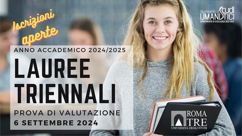 A.A. 2024/2025 Lauree Triennali - Indicazioni per la prova di valutazione del 6 Settembre 2024