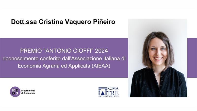 La Dott.ssa Cristina Vaquero Piñeiro vince il premio “Antonio Cioffi” 2024 