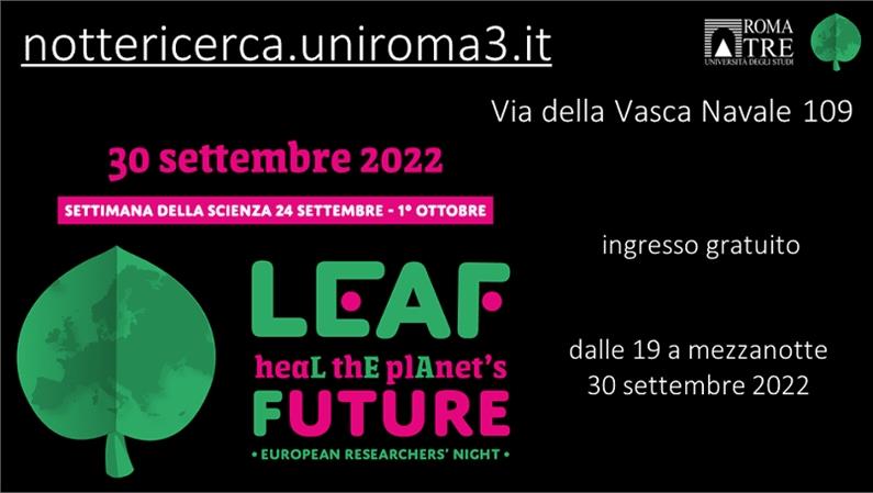 Comunicato stampa: Notte Europea dei Ricercatori e delle Ricercatrici 2022 a Roma Tre
