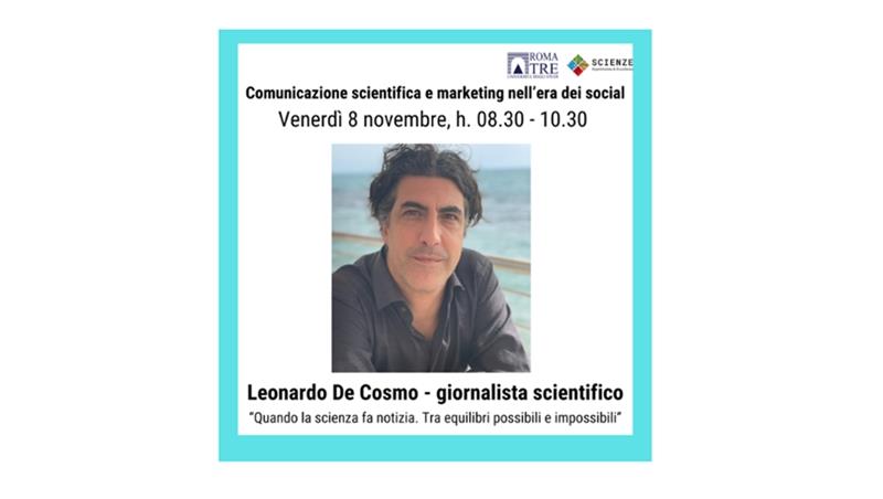 Leonardo De Cosmo, giornalista scientifico, ospite del Dipartimento di Scienze