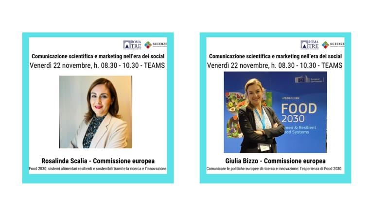 Food 2030: Rosalinda Scalia e Giulia Bizzo, Commissione Europea, ospiti del Dipartimento di Scienze