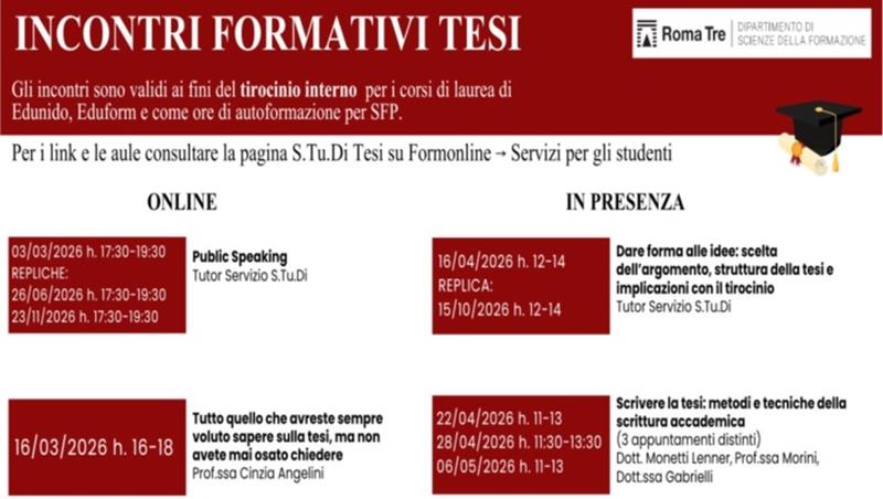 Incontri formativi Tesi