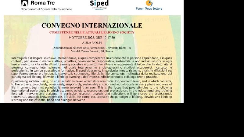 Convegno internazionale: COMPETENZE NELLE ATTUALI LEARNING SOCIETY