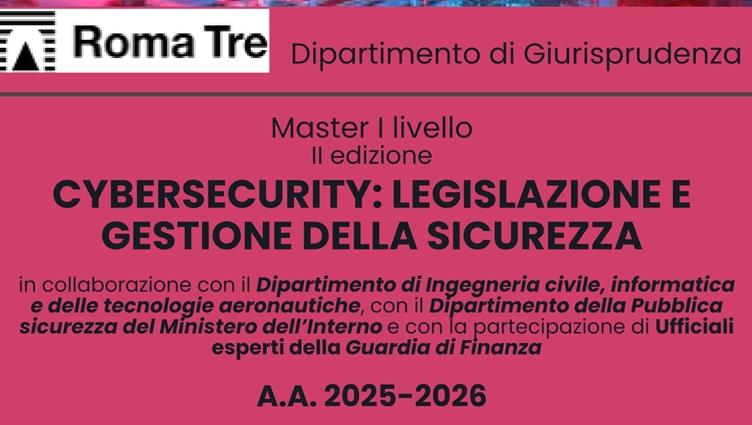 Master I livello - Cybersecurity: Legislazione e Gestione della Sicurezza