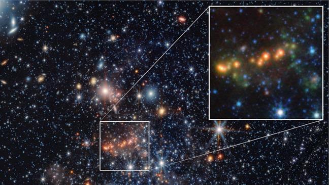 Fabbriche di polvere dell'universo primordiale scovate con il James Webb Space Telescope