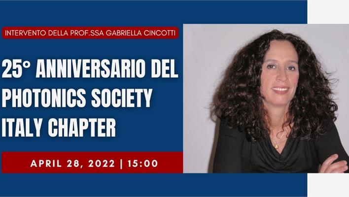 25° anniversario del Photonics Society Italy Chapter - Intervento della prof.ssa Gabriella Cincotti