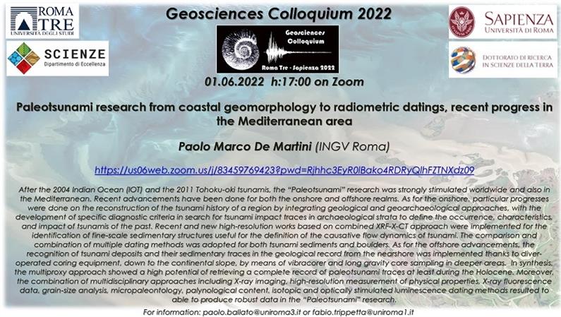 Seminar: Paleotsunami research from coastal geomorphology to radiometric datings, recent progress in the Mediterranean area