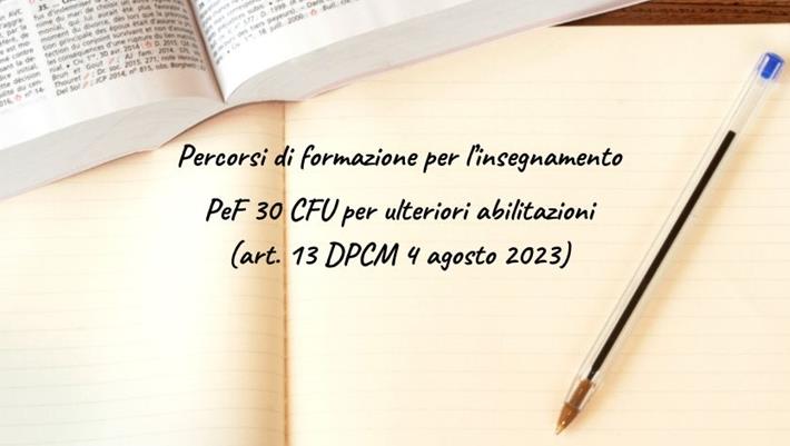 Open Day Percorsi di formazione 30 CFU (art. 13 DPCM 4 agosto 2023)