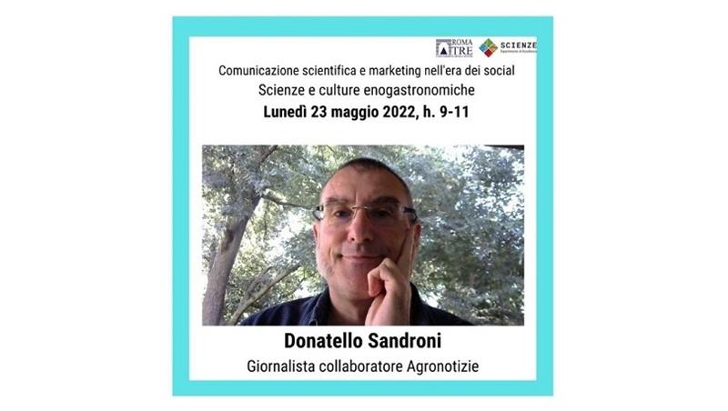 Donatello Sandroni, giornalista, collaboratore di Agronotizie, ospite del Dipartimento di Scienze