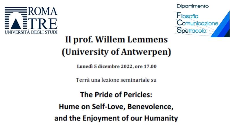 Prof. Willem Lemmens - The Pride of Pericles: Hume on Self-Love, Benevolence, and the Enjoyment of our Humanity