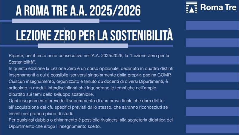Lezione Zero per la Sostenibilità - a.a. 2025/2026